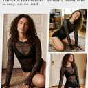 Women's Lace Tops Mesh Sheer Long Sleeve See Through Undershirt (XXXL)