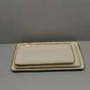 famiware Serving Platter, Rectangular 15.67/14.1/12.6inch Serving Dishes for Entertaining, Microwave Dishwasher Safe, Stoneware Serving Trays for Party, Turkey, Cheese, Ocean Series, Vanilla White