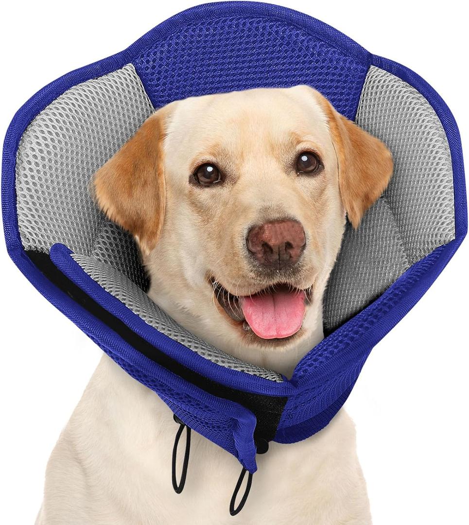 AOFITEE Large Dog Cone - Soft Dog Cone Stop Licking, Adjustable Extra Large Cones Dogs for Wound Healing, Pet Elizabethan Cones Collar After Surgery, XL Fabric Pet E-Collar, Blue X-Large