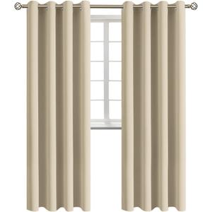 BGment Room Darkening Curtains 108 Inches Long - Grommet Thermal Insulated Drapes Window Treatment Curtains for Bedroom, 2 Panels, 52 x 108 Inch, Beige