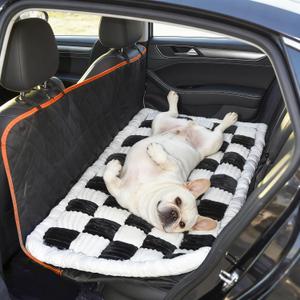 Backseat Dog Bed Mat, Dog Mat for Car Backseat Extender, 24.8'' x 54'' Non-Slip Travel Pet Blanket for Back Seat, Washable, Soft & Scratch-Proof, Universal Fit for Car, SUV, Truck, 2'' Thick