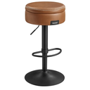 VASAGLE EKHO Collection 360° Swivel Bar Stool Height Adjustable Storage PU with Stitching Modern Style Mid-Century Kitchen Bar Stool Easy Assembly Caramel Brown