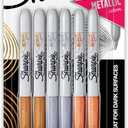 Sharpie Metallic Permanent Markers, Fine Point, Assorted Metallic, 6 Count
