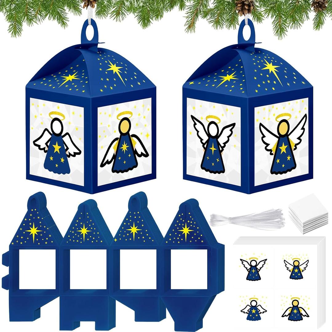 Yaomiao 16 Sets Angel Christmas Crafts Christmas Lanterns Angel Tissue Paper Easy Craft Kits Make Your Own Xmas Lanterns Kit Hanging Ornaments for Winter Xmas Tree Decoration
