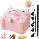 4-in-1 Electric Balloon Pump for All Balloons,Portable Dual Nozzle 600W Air Pump for Balloons,High Power Balloon Blower for Latex Foil 260q Mylar Balloon,Inflation Pool Float and Sports Balls (Pink)