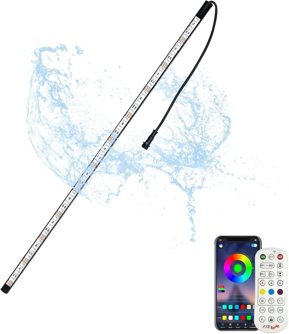 Longrun LED Strip Lights, Water Blade Features Lights, IP68 Waterproof Pond Pool Light Underwater with Remote, APP Control LED Light for Garden Fountain Outdoor Aquarium -28.5cm [Energy Class A]