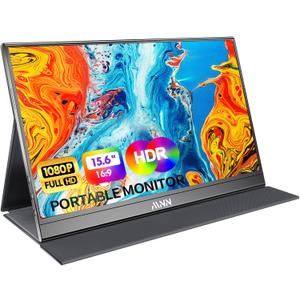 MNN Portable Monitor 15.6inch FHD 1080P USB C HDMI Gaming Ultra-Slim IPS Display w/Smart Cover & Speakers,HDR Plug&Play, External Monitor for Laptop PC Phone Mac (15.6'' 1080P)