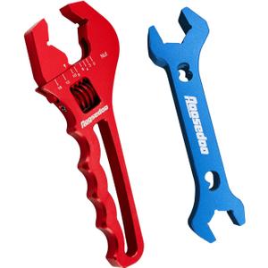 Adjustable AN Fittings Wrench AN Wrench for Hose Fitting Adapters AN Fitting Tool 3AN-16AN Lightweight Aluminum Red. With a Double Hose End Fitting Wrench 6AN Socket-AN8 B-nut Blue