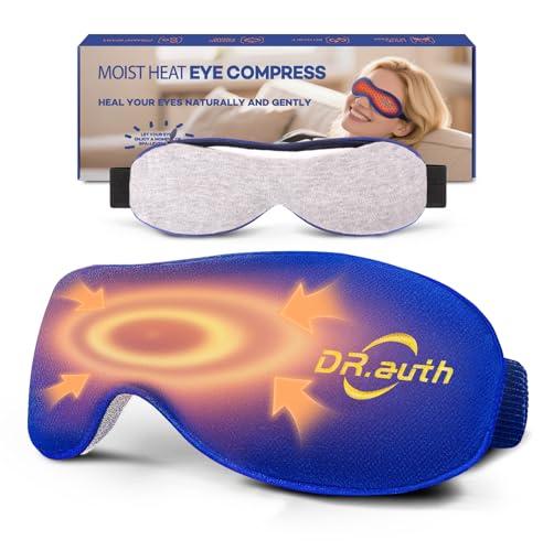 Heated Eye Mask - Microwave Hot/Warm Compress for Dry Eyes, Stye, Chalazion, Blepharitis & MGD Relief, Reusable Moist Heat Therapy Pad, Washable Cover, Ergonomic Fit, Adjustable Strap, Comfort Blue
