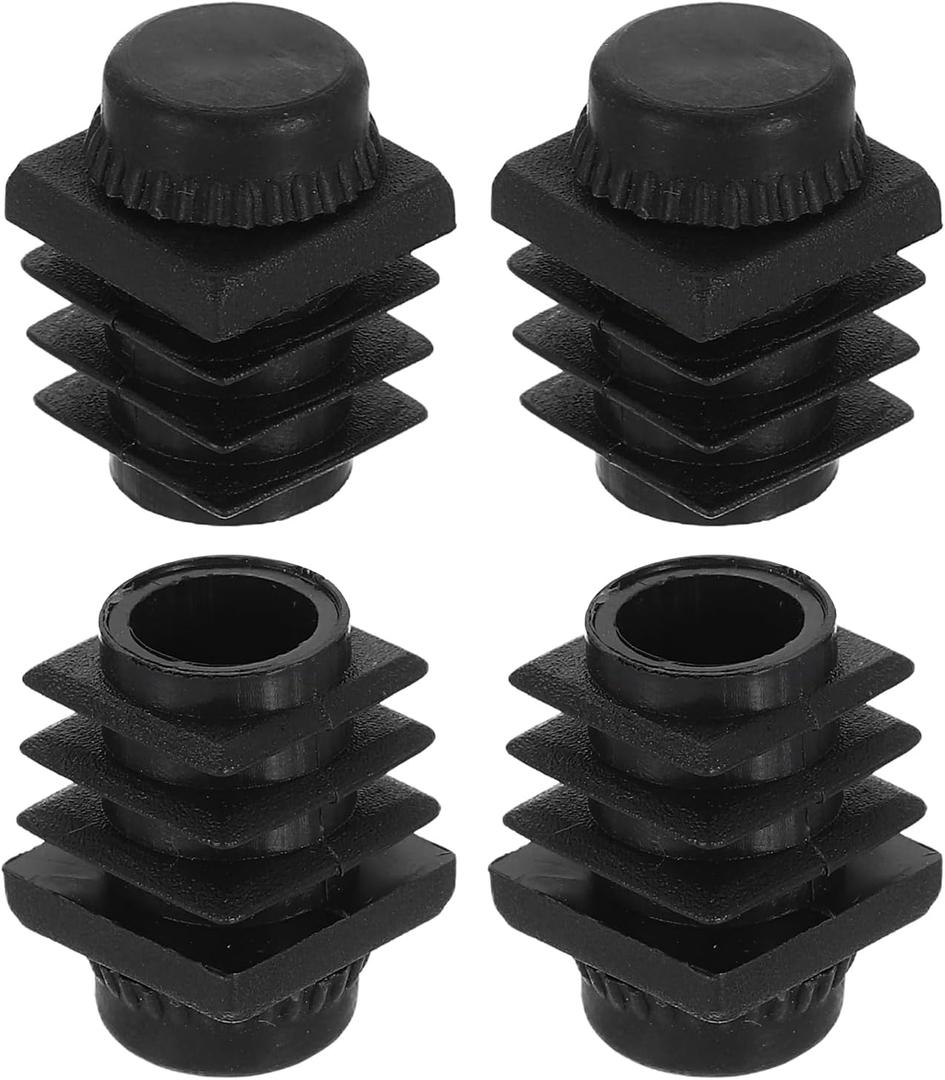 uxcell 4 Set Leveling Feet, M6x15x15mm Plastic Adjustable Furniture Leg Leveling Square Threaded Insert Screw-in Glide Levelers for Table Chair Furniture, Black