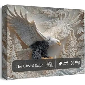 The Carved Eagle Jigsaw Puzzle 1000 Pieces | Challenging Bald Eagle Puzzle Game for Adults | Perfect Artistic Wildlife Design for Home Decoration (1Pcs)
