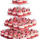 YestBuy 4 Tier Acrylic Cupcake Stand, Premium Cupcake Holder, Acrylic Cupcake Tower Display Cady Bar Party Dcor Display for Pastry (4.7" Between 2 Layers)