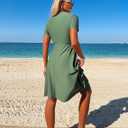 ZAFUL Women's Rash Guard Short Sleeve 2 Piece Modest Swim Dress with Shorts, Large