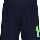 Under Armour Boys' Performance Tech Shorts, Elastic Waistband, Lightweight & Fast-Drying (5T, Black Boost Printed)