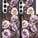 Compatible with Samsung Galaxy S26 Case Wallet Cute for Women with Design,Rugged Credit Card Holder Slot Protective Phone Skin Cases - Pink Delicate Pastel Floral