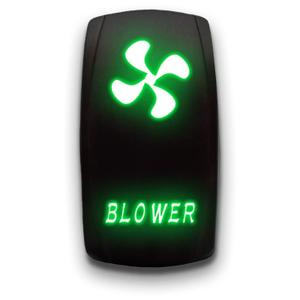 Blower - Green - Laser Etched Toggle Switch 20A 12V - Vertical Rocker Switch 5-Pin DPST