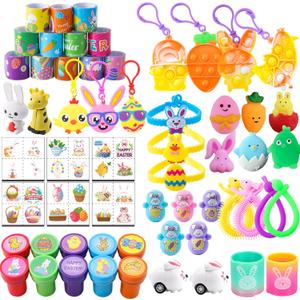 YiYLunneo 100 Pcs Easter Egg Fillers, Easter Basket Stuffers Fillers for Kids Boys Girls Easter Party Favors Assortment, Easter Eggs Hunt, Eas-ter Gift Goodie Bags Classroom Prize Supplies