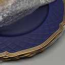 Royal Blue Charger Plates with Beaded Rims, Set of 6 Plastic Wedding Bulk Plate Charges for Dinner Plates, Table Decoration, Holiday, Thanksgiving, Christmas.