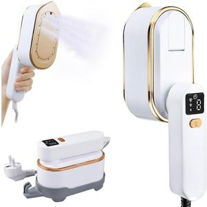 HomeBeyond Travel Steamer Iron, 1200W Portable 2 in 1 Steamer & Iron, 180 Swivel Handle 3 Steam Levels Clothes LCD Screen, Powerful Wrinkle Remover for Home & Travel