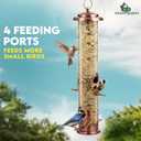 Gray Bunny Metal Bird Feeder, 4-Port Wild Bird Feeders for Outdoors Hanging, Heavy Duty Chew-Proof and Rust-Proof Tube Feeder, 15 Inches