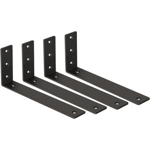 Iron Floating Shelf Brackets ,Black Hidden L (L 12" x H 6" x W1.5) ,Heavy Duty Rustic Industrial Metal for Shelf Support DIY Decorative Mounting Hardware (4Pc)