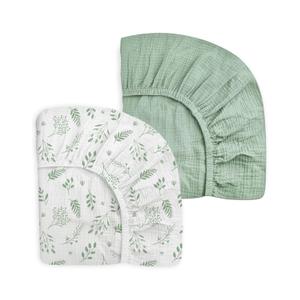 Crib Sheets for Baby Boy Girl 2 Pack, Fitted Crib Mattress Sheet 28" x 52", Muslin Toddler Bedding with Neutral Style, Nursery Bedding Essentials (Fern - Leaf & Sage)