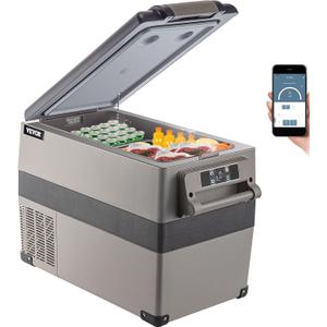 VEVOR 12 Volt Refrigerator, 48 Quart (45L) Fast Cooling Car Fridge, Portable Freezer with App Control (-4~68), 12/24v DC & 110-240v AC for Travel, Truck, Camping and Home Use, Black, 48QT