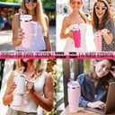 4 x Straw Cover for Stanley Cup Accessories - Unique Crystal Letter Charms for Stanley Cups, Cute Cup & Flower Silicone Straws Topper Covers for 30 & 40 0z Tumbler with Handle, 10mm 0.4in Straw Cap