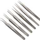 Precision Tweezers Set, 6 PCS Extra Thick Stainless Steel, Non-Magnetic, Heat Resistant for Electronics, Soldering, Jewelry, Craft, and Laboratory Work