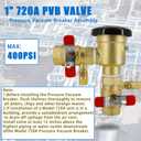 1" 720A 1-720A Pressure Vacuum Breaker Assembly,Brass Irrigation Backflow Preventer Valve for Lawn Irrigation System, Garden Sprinkler, Outdoor Water Line, Anti-Siphon Protection MAX 400PSI
