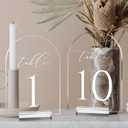 Clear Arch Table Numbers for Wedding, 5x7 Inch Arched Acrylic Table Numbers 1-10 with Stands, Clear Acrylic Arch Sign with Holder for Centerpiece, Reception, Wedding, Party, Event
