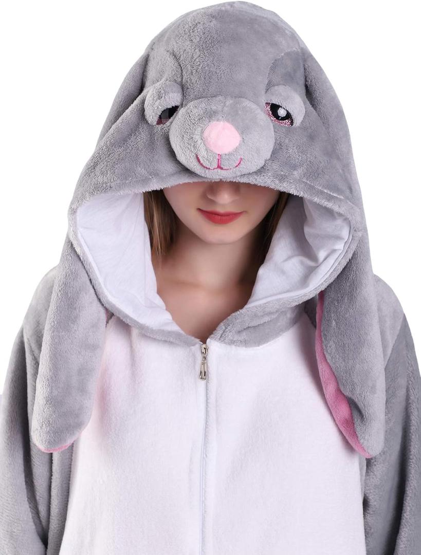 EJsoyo Adult Onesie Bunny Sleepwear Lion Animal Puppy Cartoon Costume and Teens Pajamas Unisex Christmas Halloween Cosplay, XL