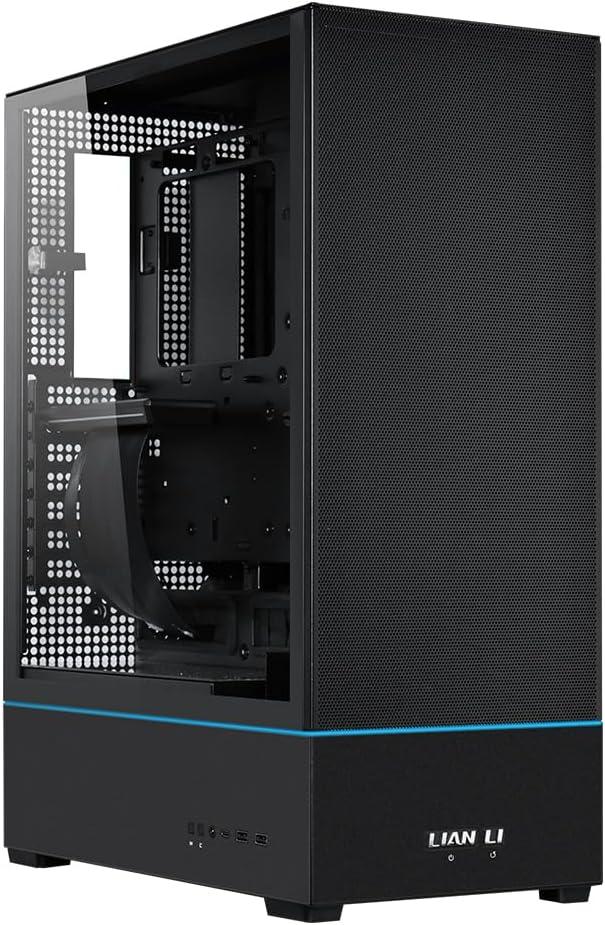 Lian Li SUP 01-45L Stand-Up Platform case- Independent Chamber Direct Cooling design-510mm PCIe 4.0 Riser Cable-Pre-Installed 3X 120mm Fans-Dual ARGB Strips-Supports 360mm/280mm AIO-Black (SUP01X.US)