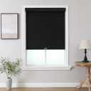 Joydeco 100% Blackout Roller Shades (Pro), Free-Stop Cordless Blinds for Windows, UV Protection, Natural Woven Blinds for Home and Office, Light-Proof Aluminum Cover (Black, 29" W x 75" H)