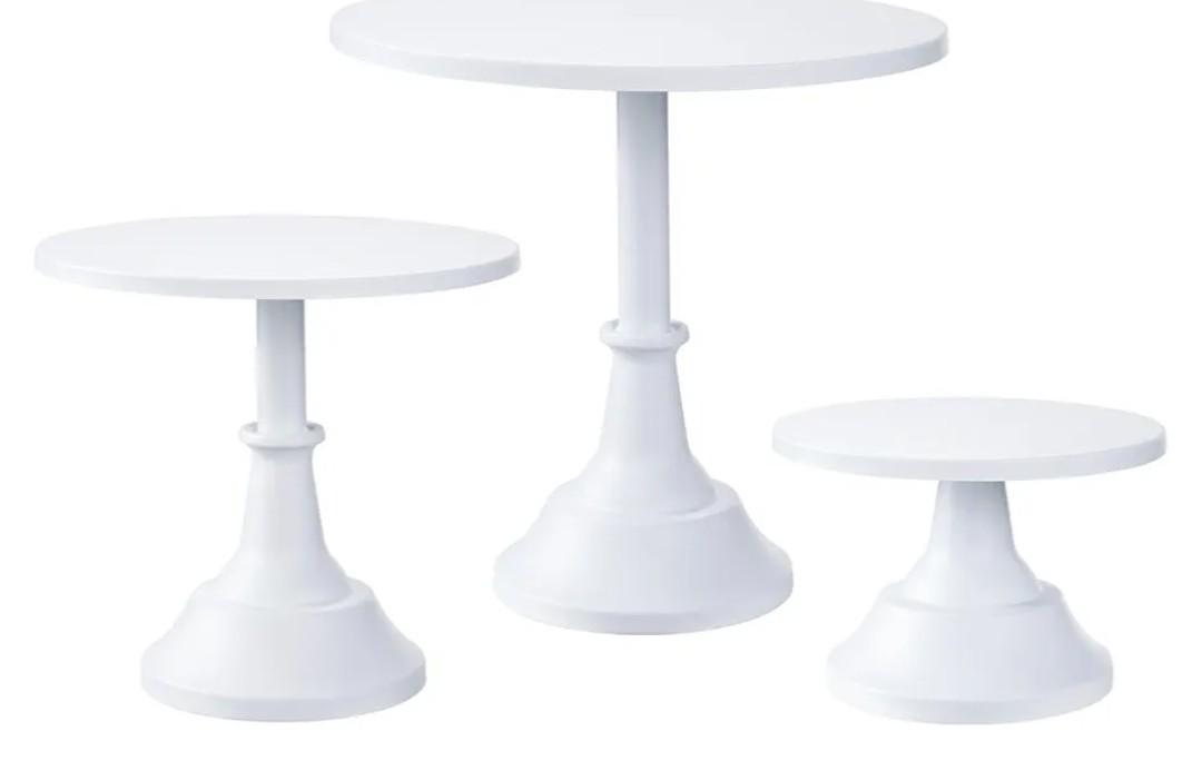 HBlife 3-PCS White Cake Stand Set (8"/10"/12" Plate) for 6-10 Inch Cakes, Perfect Dessert Table Display Set, Cupcake&Cake Stands for Party, Wedding, Birthday, Baby Shower, Anniversary (Metal)