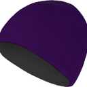 Rosoz Reversible Unisex Knitted Winter Beanie Skull Cuffed Warm Soft Hat for Men and Women Ski Watch Cap (Black/Deep Purple)