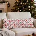 Mancheng-zi Coquette Red Bow Christmas 20x54 Body Pillow Cover Pillowcase with Zipper, Preppy Girly Christmas Decor, Retro Xmas Candy Cane Bow Trellis Decorative Long Hug Pillow Cases for Bed Couch