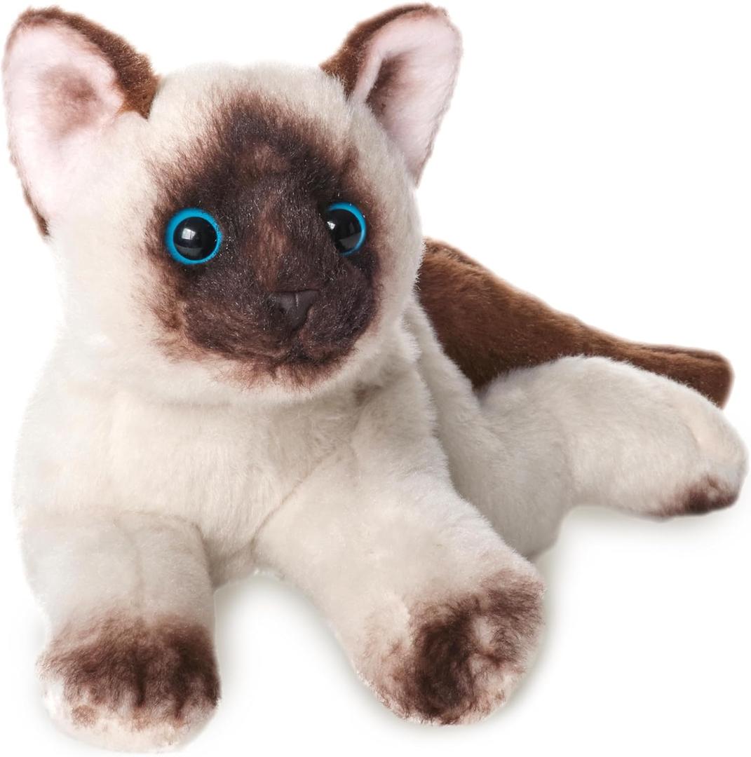 Bearington Lil Cleo Siamese Cat Plush - Cat Stuffed Animal - 8" Siamese Soft Plush Kitty Toy with Realistic Details and Floppy Body for Kids and Toddlers - Adorable Gifts for Kitten Lovers