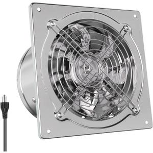 HG Power 6 Inch Exhaust Fan: Kitchen Exhaust Fans with Power Cord Attic vent Fan with Damper Wall Small Fume Extractor Ventilation Fan for Shop Chicken Coop Basement Smoking Room Garage Silver