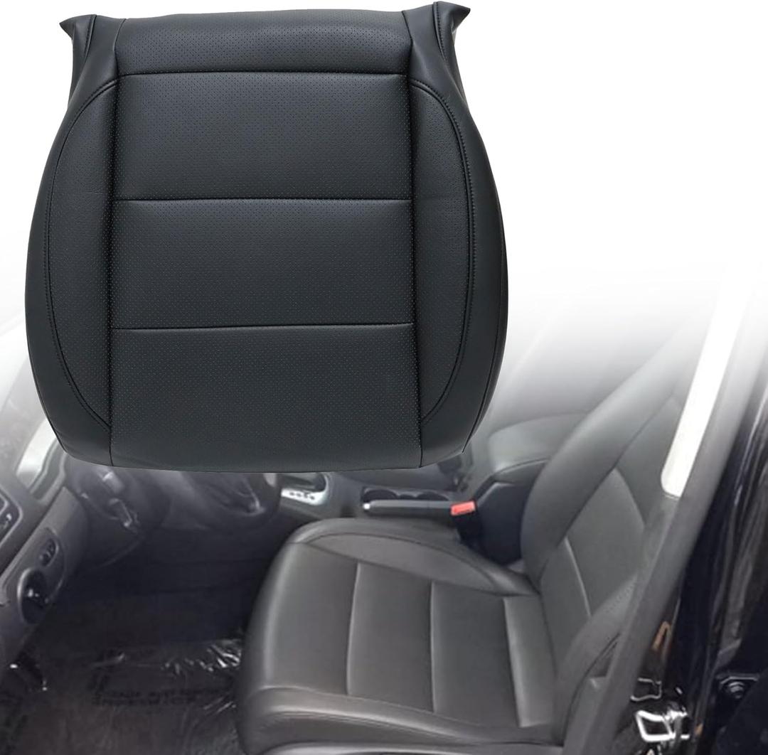 GXARTS Driver Side Bottom Perforated Leather Seat Cover Black Compatible with Volkswagen Jetta 2006 2007 2008 2009 2010