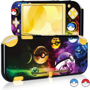 DLseego Cartoon Balls Switch Lite Protective Case Cool Hard PC Shell Shockproof Scratch Resistant Cover Joy Con Japanese Amine Skin with 2PCS Blue and Red Balls Thumb Grips Caps for Switch 2019 (colorful)