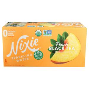 Nixie Sparkling Water Organic Peach Black Tea Sparkling Water 8 Pack, 12 FZ (EXP 09/18/26)