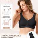 BRABIC Zip Front Closure Mastectomy Bras for Women Post Surgery Compression Everyday Surgical Wireless Wide Adjustable Straps(Black, X-Large) (Black, XL)