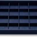 Oirlv Stackable Premium Leather Jewelry Trays 24 Grid Jewelry Organizer for Drawer Rings Earrings Holder Organizer (Blue)