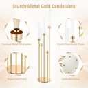 Gold Floor Candelabra, 2 Pack 5-Arm Candle Holders with Acrylic Shades