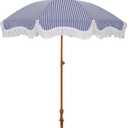 HERA'S PALACE 7ft Heavy Duty Beach Umbrella with Sand Anchor, Fringe Umbrella for Sand, UV 50+, Patio Umbrella with Tilt Pole for Garden Pool Backyard