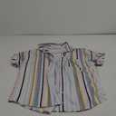 SySea Womens Short Sleeve Striped Shirts Casual Button Down V Neck Work Blouses Tops (Medium, Pink&blue)