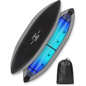 OCEANBROAD Kayak Cover, Water-Resistant UV-Resistant Kayak Canoe Fishing Boat Dust Covers for Outdoor Storage, Suitable for 12.3-13.5ft Length, Up to 38in Width, 420D Black with Gray