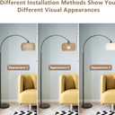 Arc Floor Lamps for Living Room with 3 Color Temperatures, Black Standing Lamp with Remote & Dimmable LED Bulb, Rattan Boho Floor Lamp, Farmhouse Tall Lamp for Bedroom, Over Couch Arched Reading Light