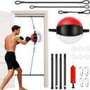 Doorway Punching Bag Double End Bag for Boxing, No Wall Installation Boxing Training Set with Bungee Cords, Double End Punching Ball Striking Equipment for Training at Home & Gym (8.66 inches diameter, 12.6 inches height)